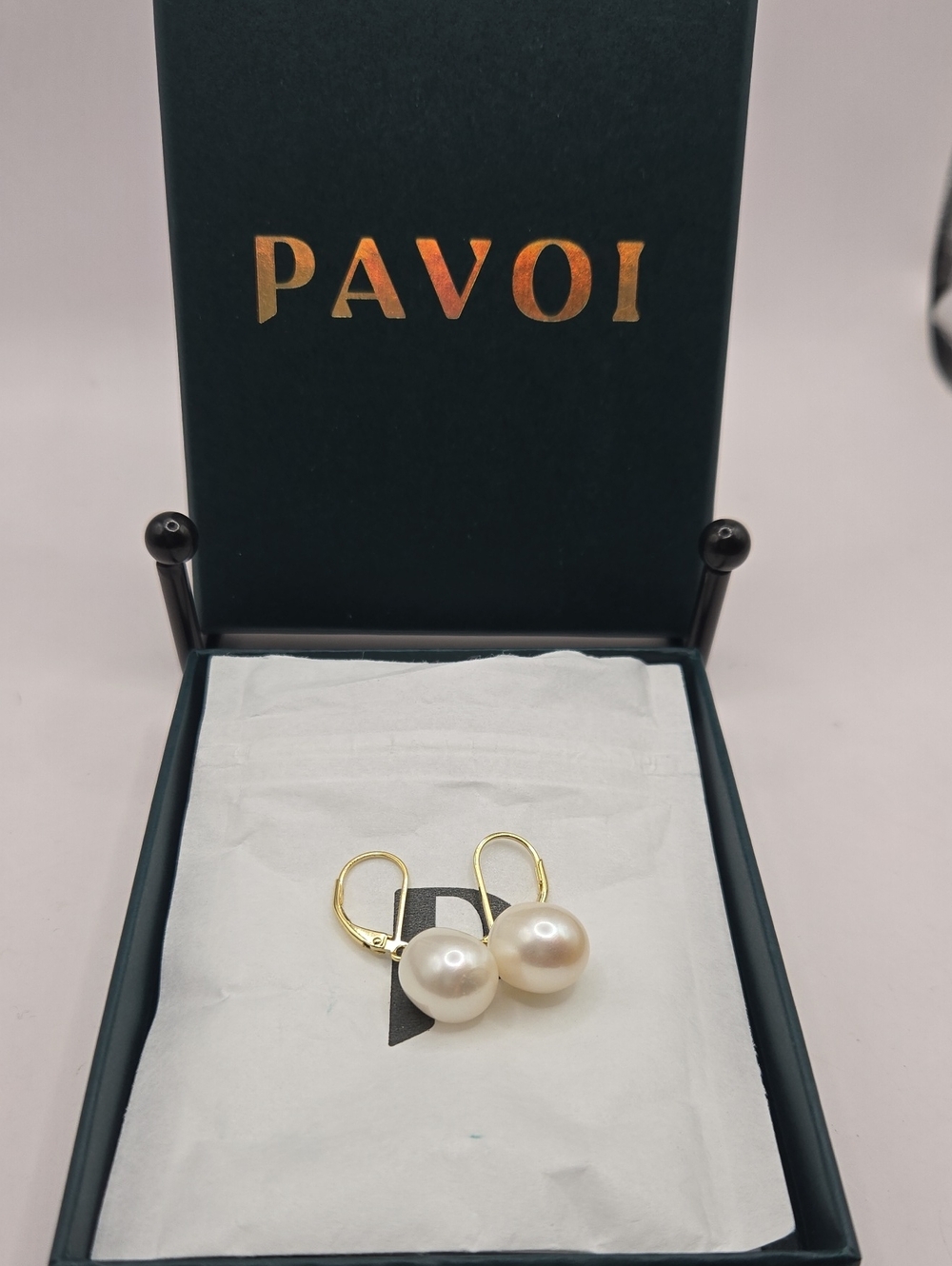 NEW PAVOI Gold Leverback Earrings with Cream Pearl Drops